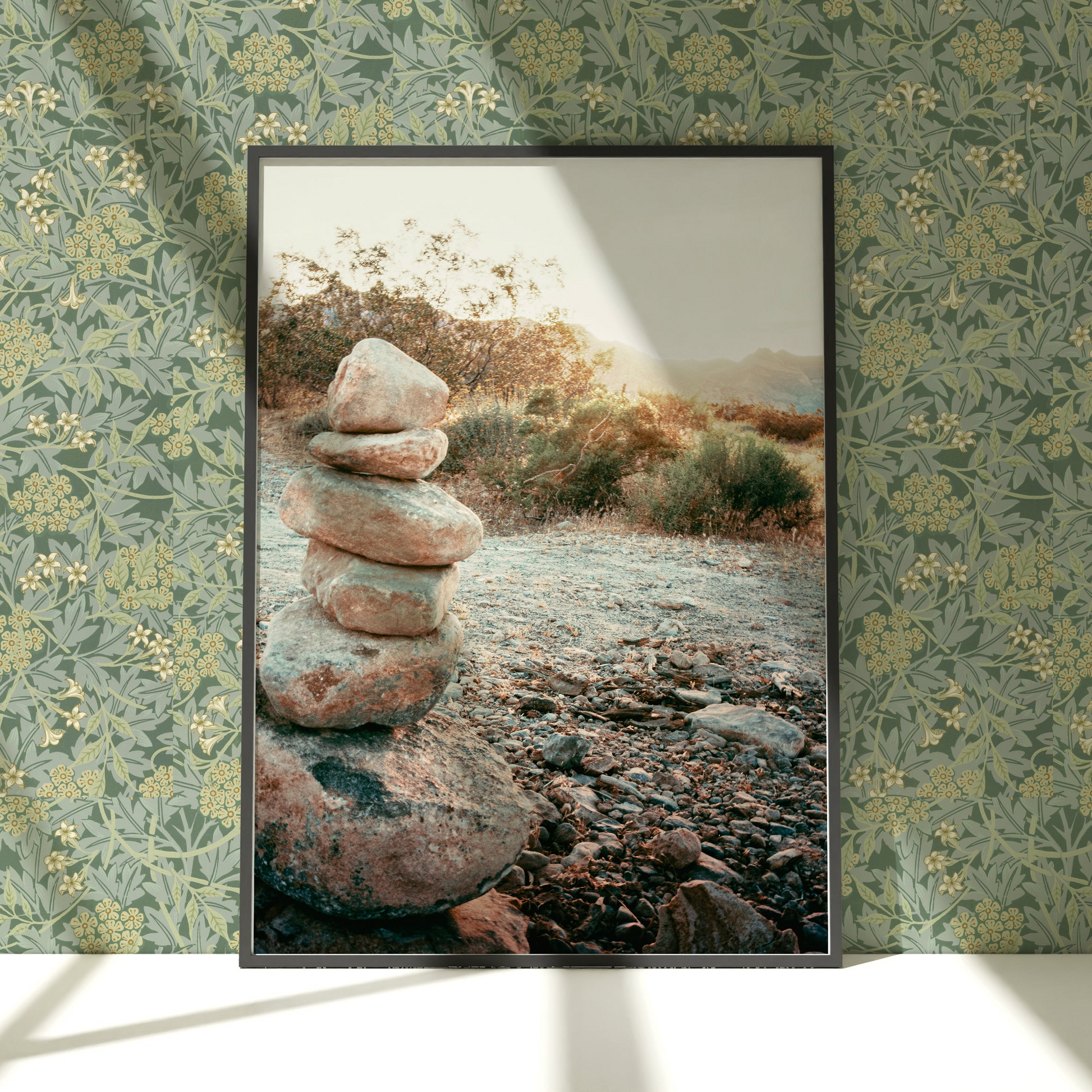 a picture of a pile of rocks on a wall