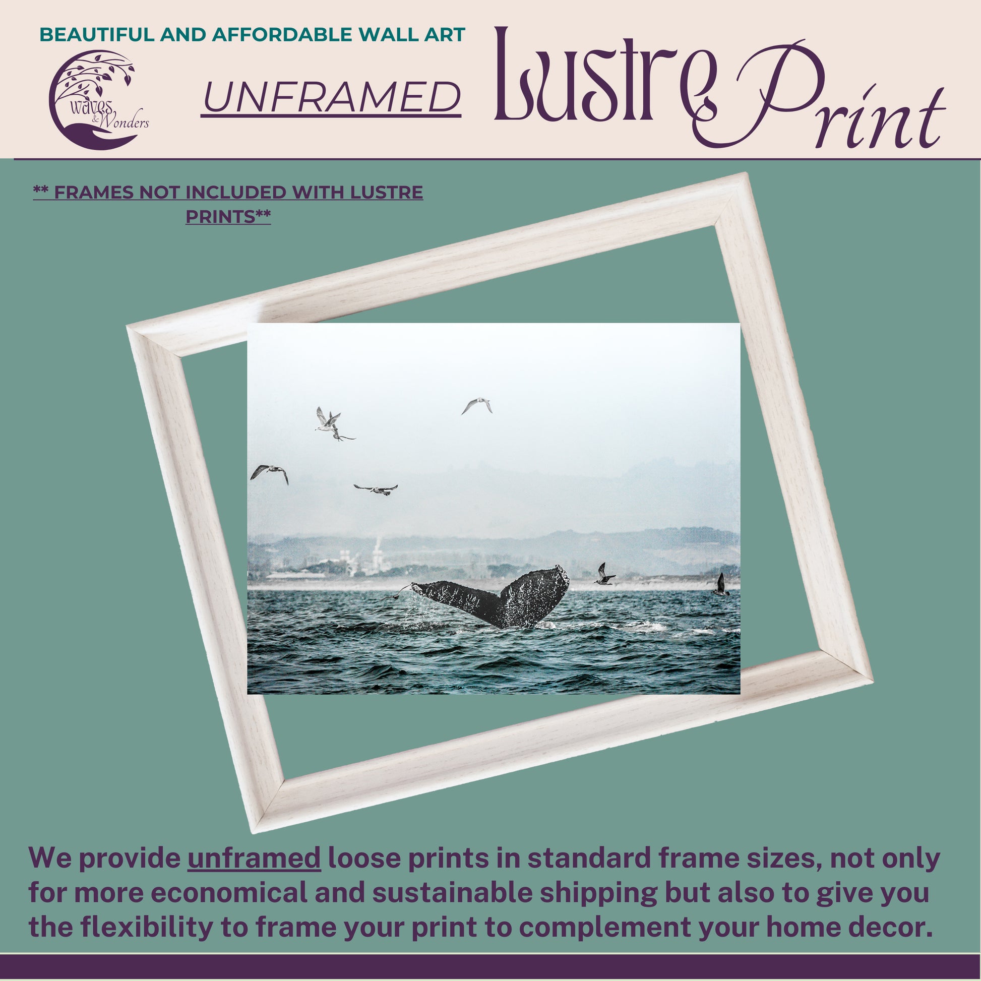a poster with a picture of a whale in the water