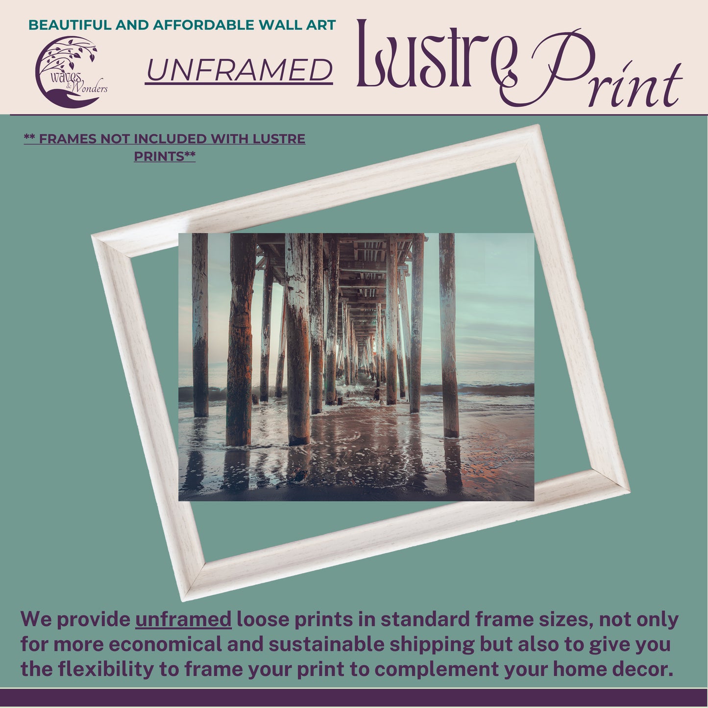 a poster with a picture of a pier
