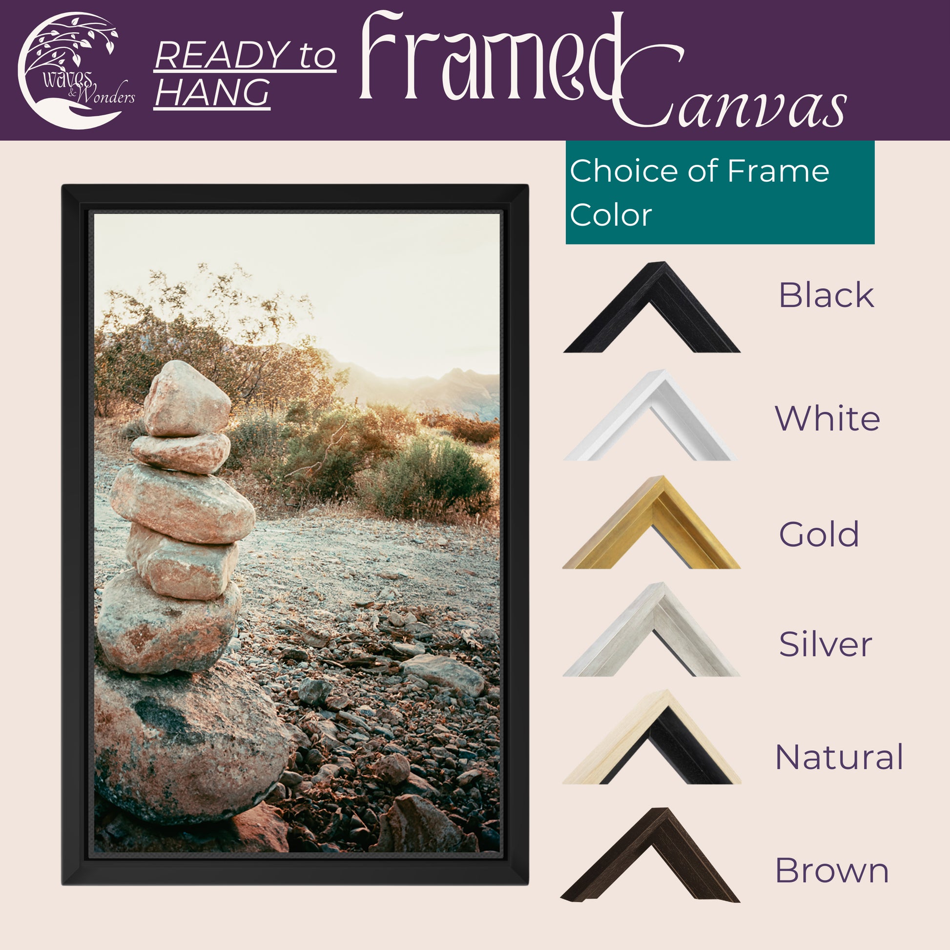 a picture of a frame with a picture of some rocks