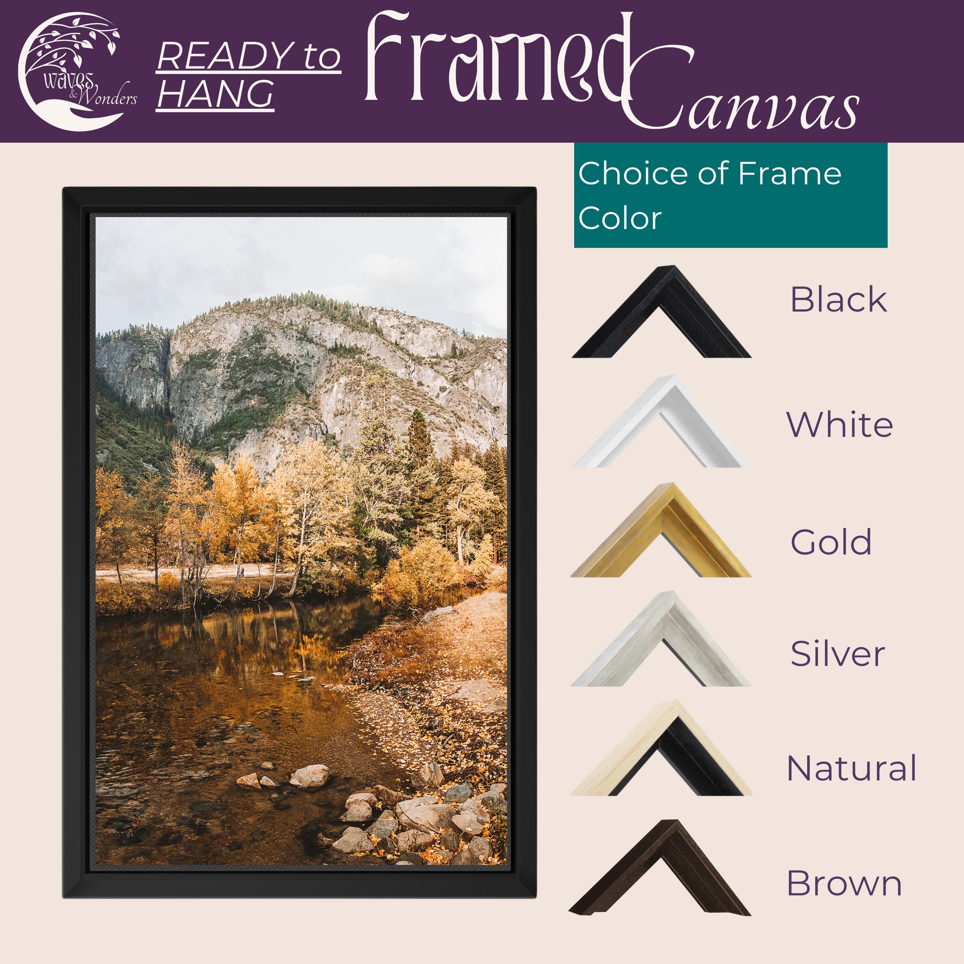 framed canvass with different colors and sizes