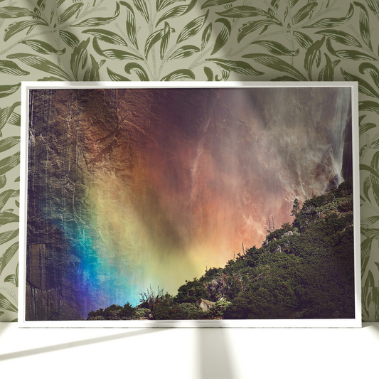a picture of a rainbow on a wall
