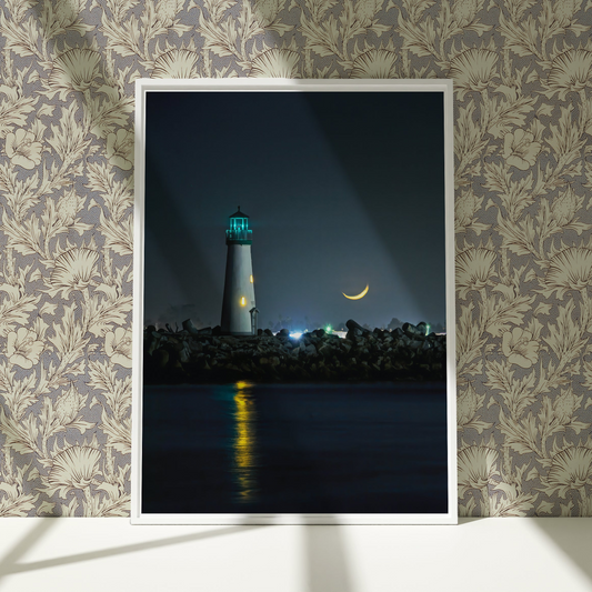 a picture of a light house in the night