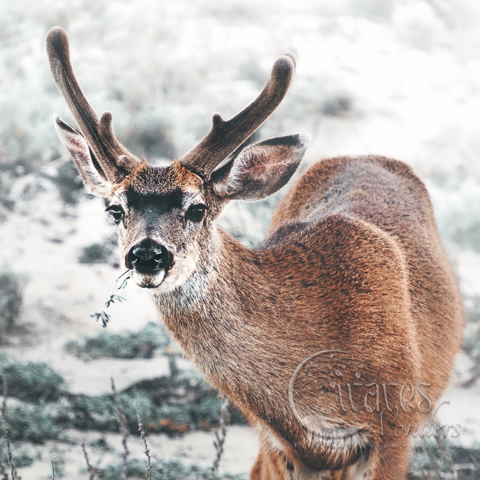 a close up of a deer with antlers on it's head