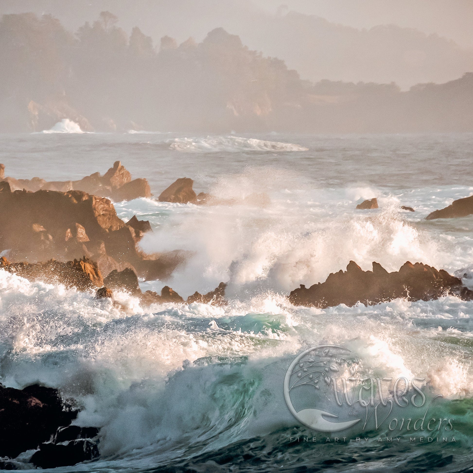 a large body of water surrounded by rocks