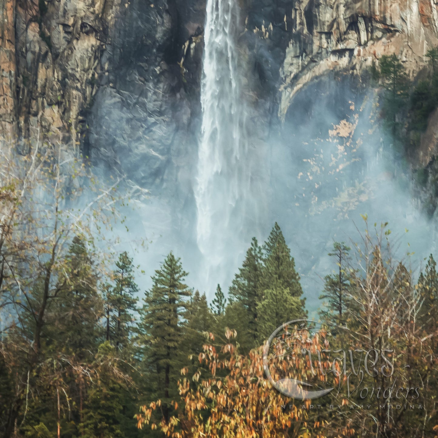 a waterfall in the middle of a forest