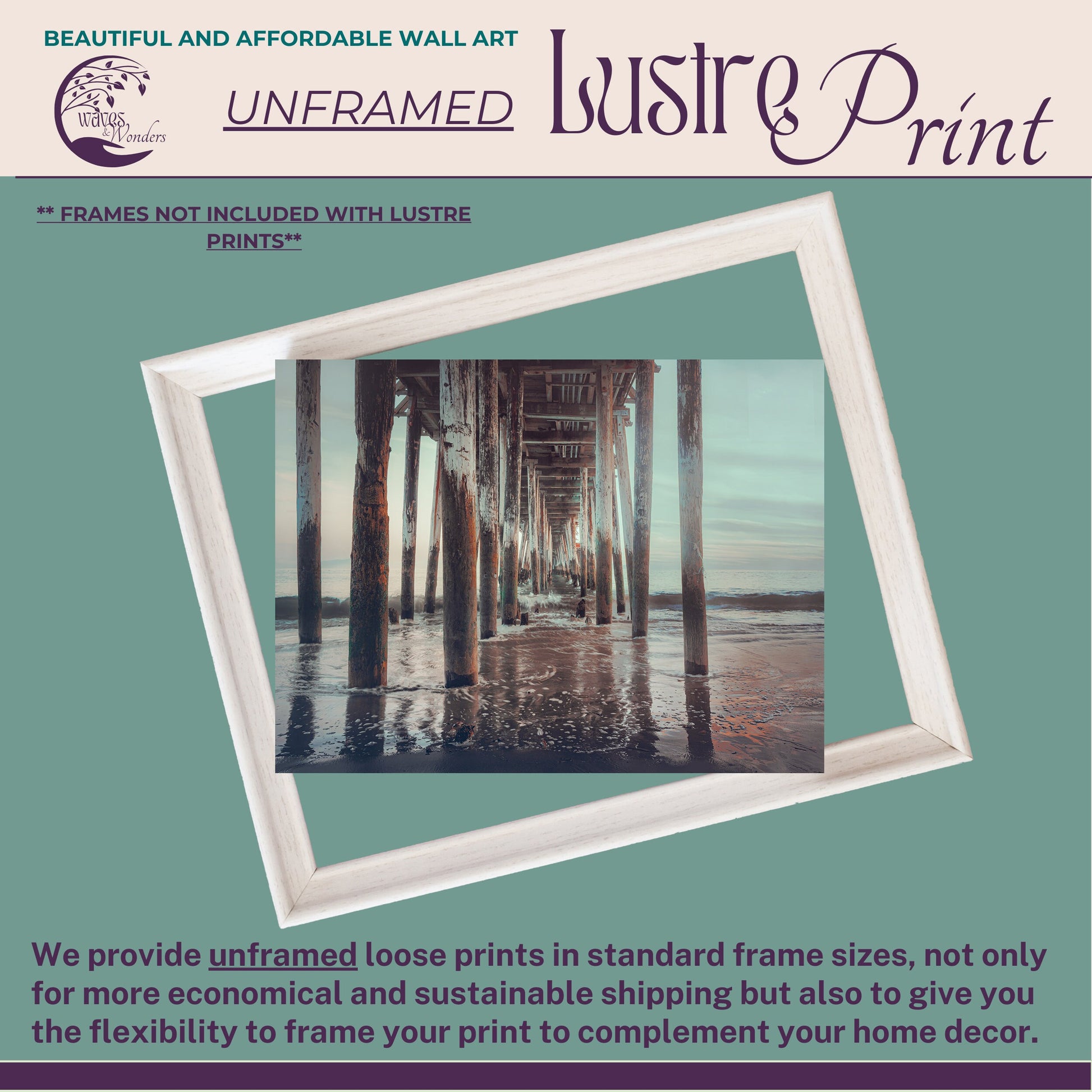 a poster with a picture of a pier