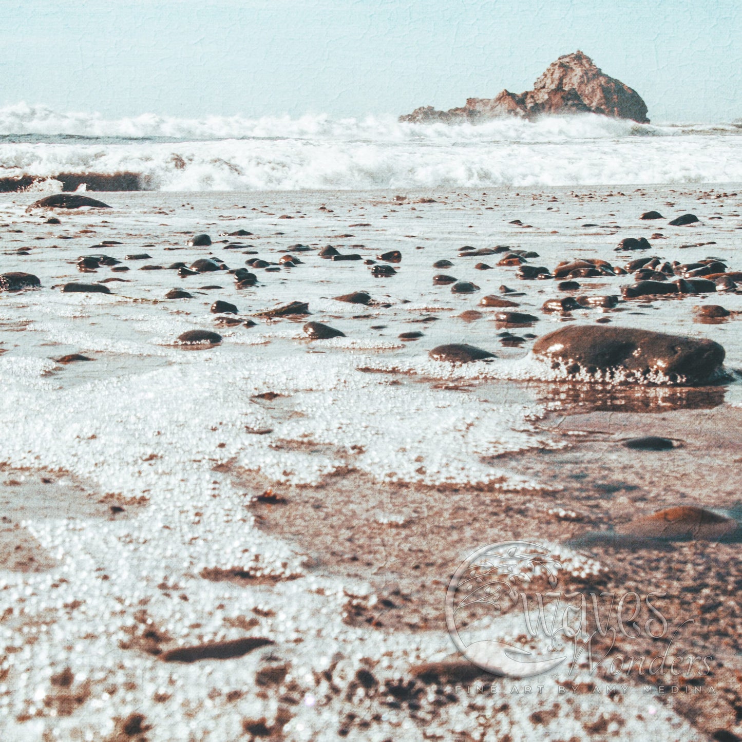 a bunch of rocks that are in the water