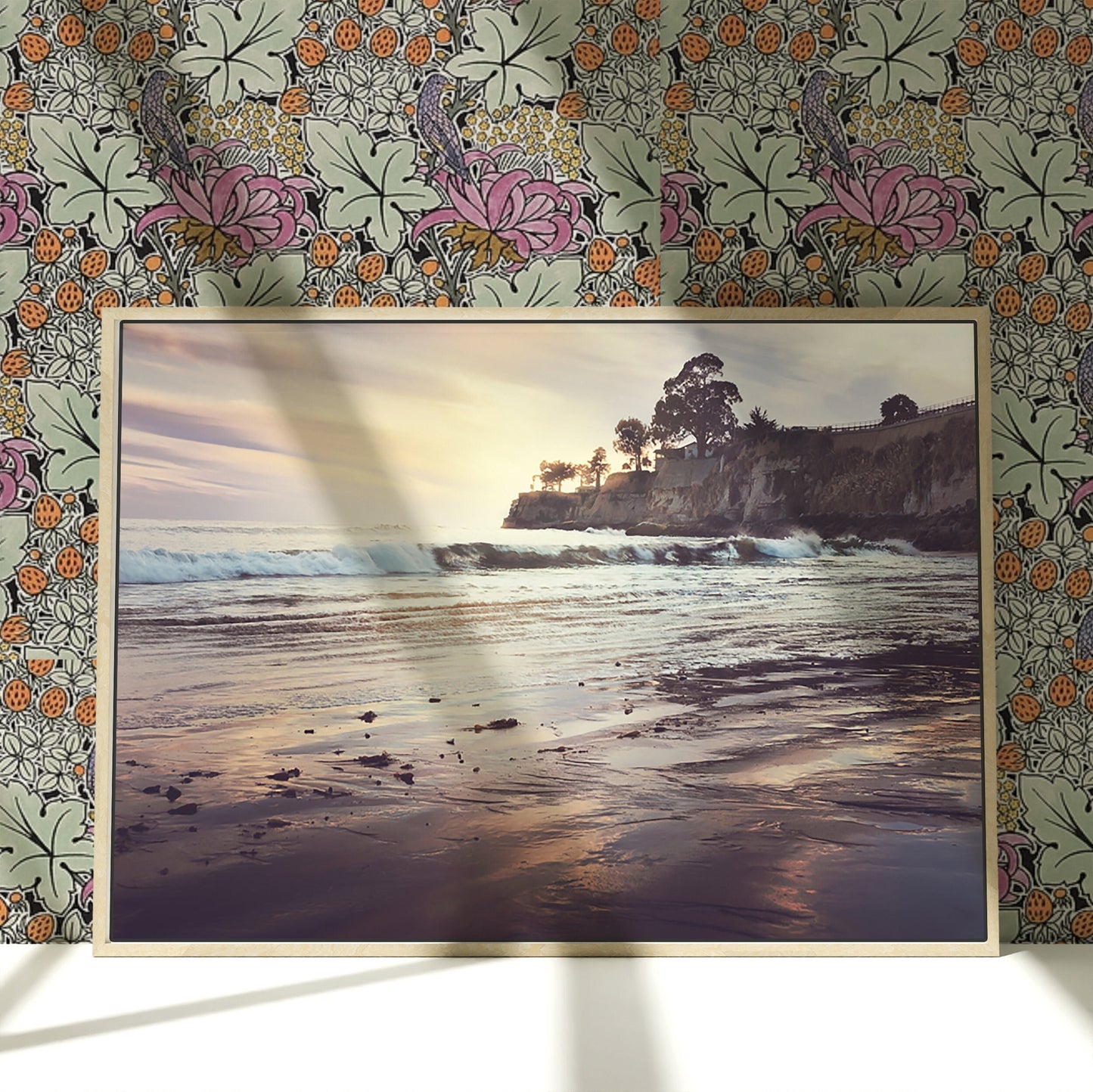 a picture of a beach with waves coming in