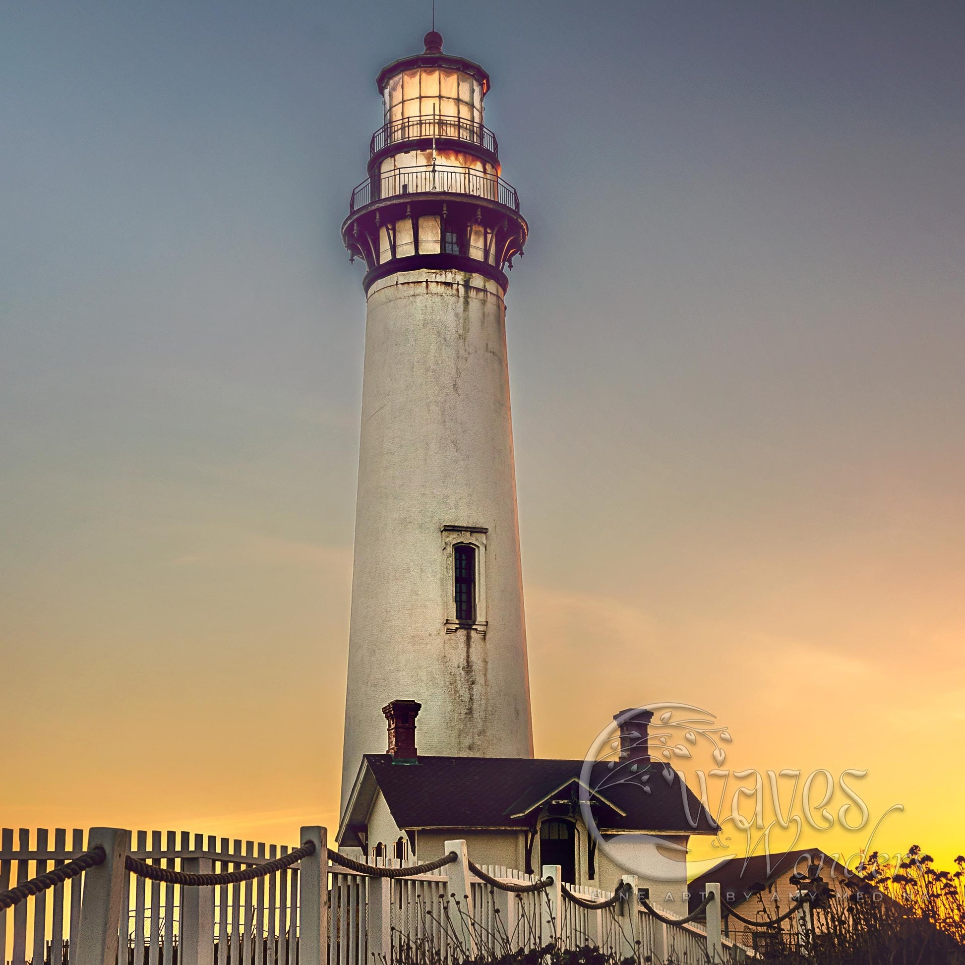 a light house with a fence around it