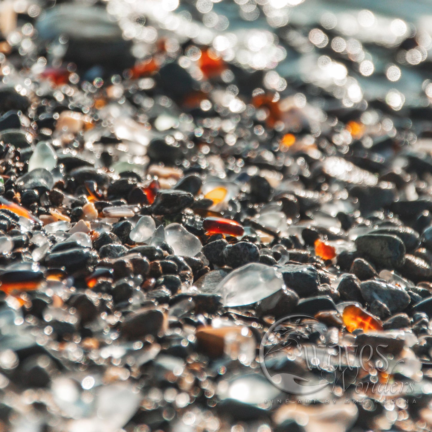 a close up of a bunch of rocks and water